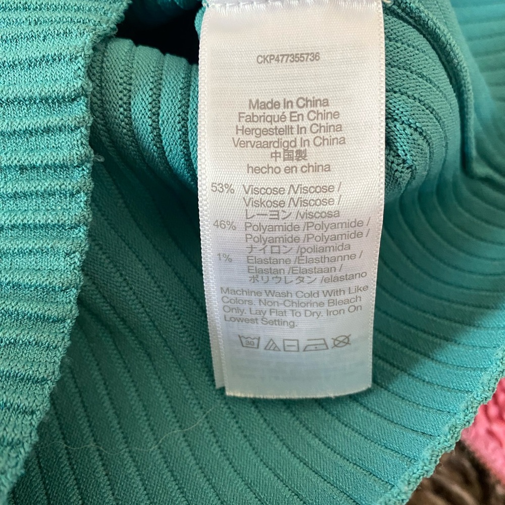 Madewell Teal Ribbed Scoop-Neck Crop Top - Picture 3 of 4
